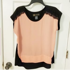 Kardashian Kollection peach and black blouse
